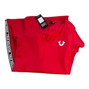 True Religion Red Logo Taping T-Shirt Dress size M